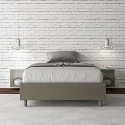 Letto 120x200cm contenitore sommier in similpelle cappuccino LIT140