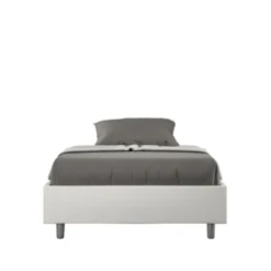 Letto 120x200cm contenitore sommier in similpelle bianco LIT140