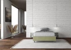 Letto 120x210cm contenitore sommier in microfibra tè verde LIT146