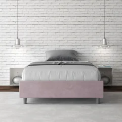 Letto 120x210cm contenitore sommier in microfibra glicine lilla LIT146