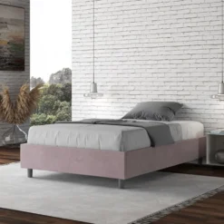 Letto 120x210cm contenitore sommier in microfibra glicine lilla LIT146