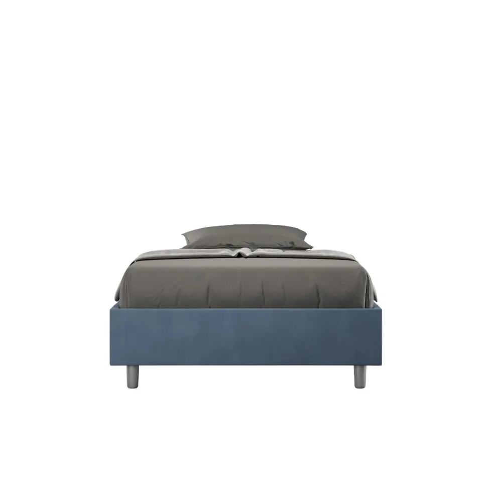 Letto 120x210cm contenitore sommier in microfibra blu LIT146