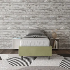 Letto 90x210cm contenitore sommier in microfibra tè verde LIT98