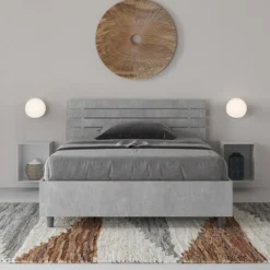 Letto 120x200cm contenitore testata inclinata cemento LIT256