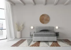 Letto 120x200cm contenitore testata inclinata cemento LIT256