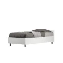 Letto 80x200cm contenitore testiera effetto legno bianco frassino LIT76