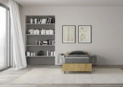 Letto 80x190cm contenitore testiera in nobilitato effetto legno quercia LIT74