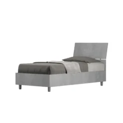 Letto 80x200cm contenitore testiera inclinata moderno cemento LIT84
