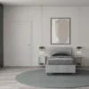Letto 80x190cm contenitore testiera inclinata moderno cemento LIT90