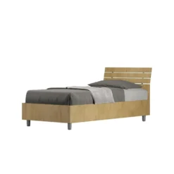 Letto 80x190cm contenitore testiera inclinata effetto legno quercia LIT90