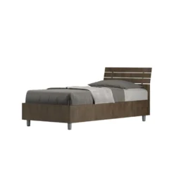 Letto 80x190cm contenitore testiera inclinata effetto legno noce LIT90