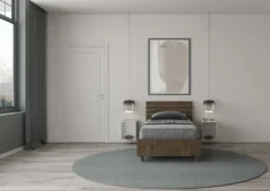 Letto 80x190cm contenitore testiera dritta legno noce LIT86