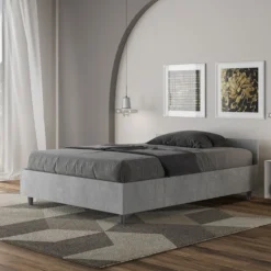 Letto 120x200cm contenitore testiera moderna cemento LIT240