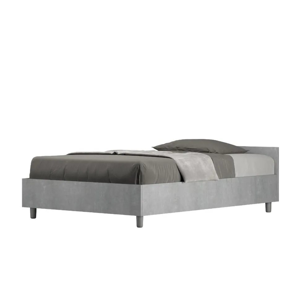 Letto 120x200cm contenitore testiera moderna cemento LIT240