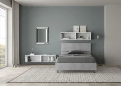 Letto 120x200cm contenitore testiera inclinata cemento LIT248