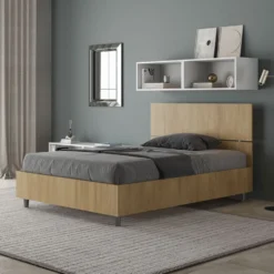 Letto 120x200cm contenitore testiera dritta quercia LIT246
