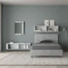 Letto 120x190cm contenitore testiera inclinata cemento LIT244