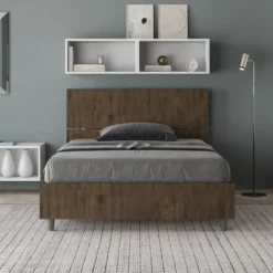 Letto 120x190cm contenitore testiera inclinata noce LIT244