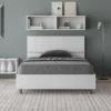 Letto 120x190cm contenitore testiera inclinata bianco frassino LIT244