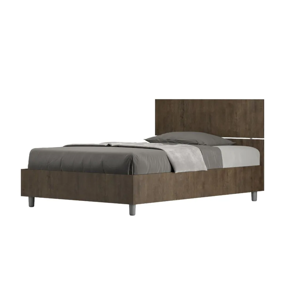 Letto 120x190cm contenitore testiera dritta noce LIT242