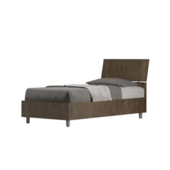Letto 80x190cm contenitore testiera inclinata effetto legno noce LIT82