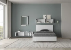 Letto 120x190cm contenitore testiera dritta bianco frassino LIT242