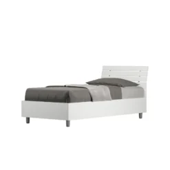 Letto 80x200cm effetto legno testiera inclinata bianco frassino LIT91