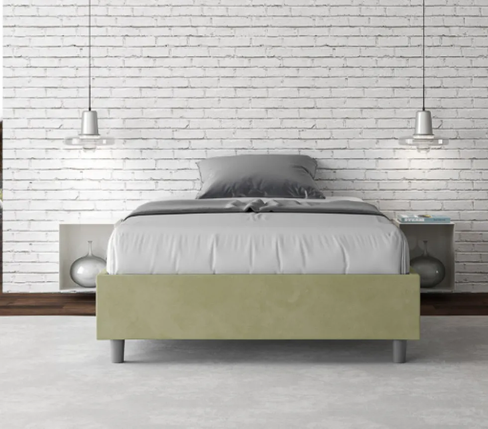 Letto 140x210cm francese sommier in microfibra tè verde LIT267