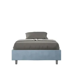 Letto 140x210cm francese sommier in microfibra azzurro LIT267