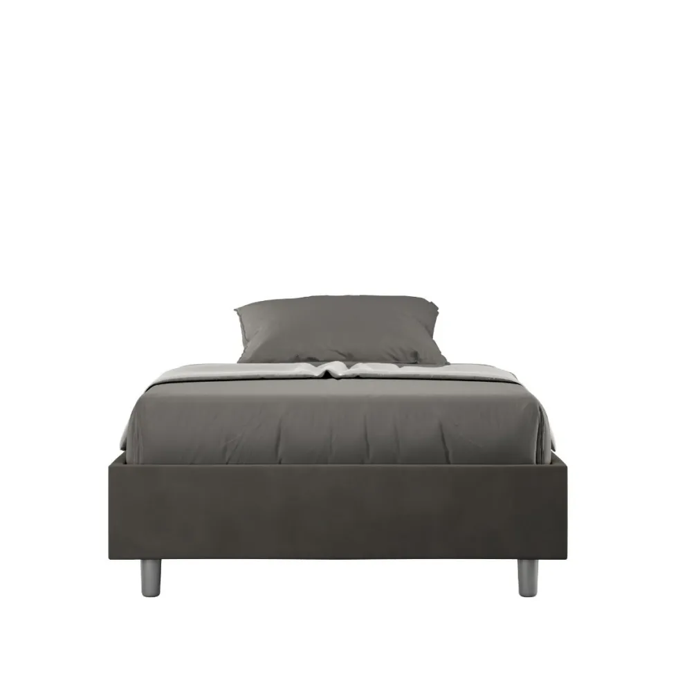 Letto 140x200cm francese sommier in microfibra grigio LIT263