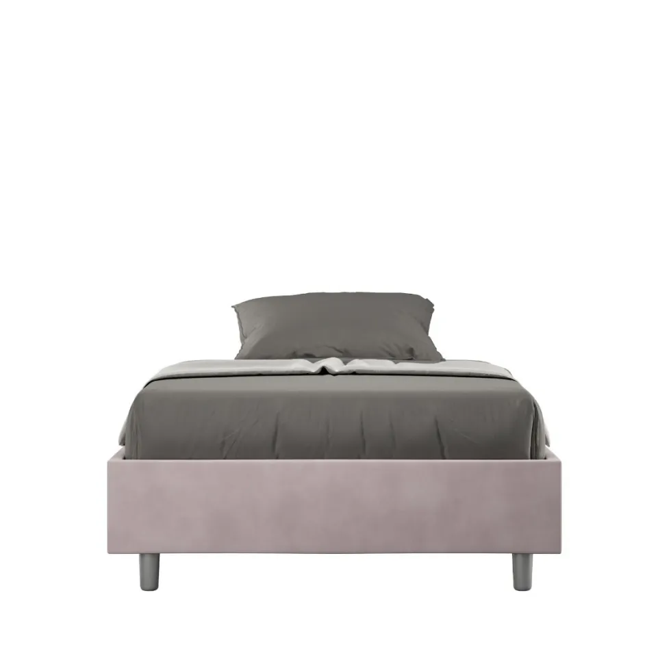 Letto 140x200cm francese sommier in microfibra glicine lilla LIT263