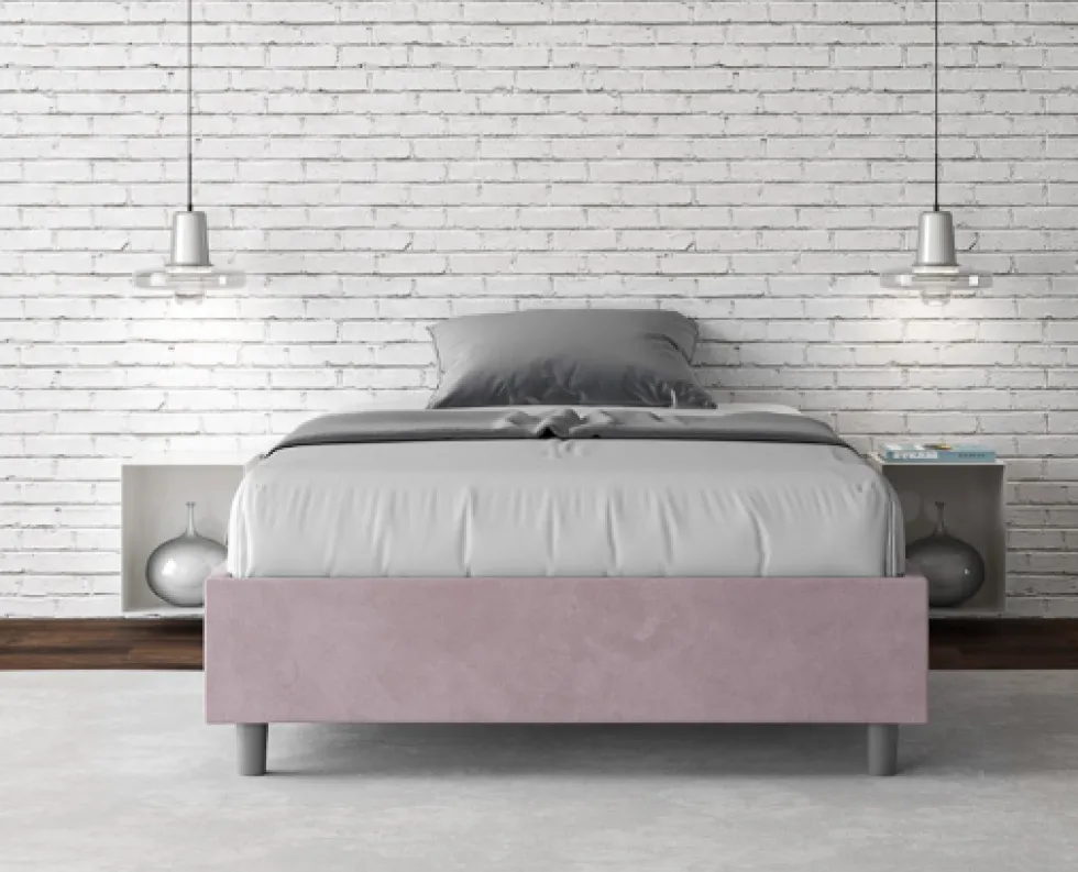 Letto 140x200cm francese sommier in microfibra glicine lilla LIT263
