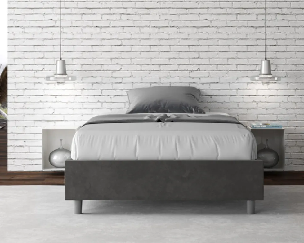 Letto 140x190cm francese sommier in microfibra grigio LIT259