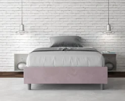 Letto 140x190cm francese sommier in microfibra glicine lilla LIT259