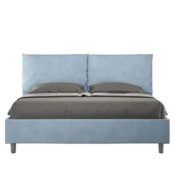 Letto 160x200cm matrimoniale con cuscino in microfibra azzurro LIT421