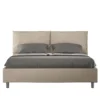 Letto 160x210cm matrimoniale con cuscino in similpelle tortora LIT423