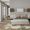 Letto 160x200cm matrimoniale con cuscino in similpelle tortora LIT419