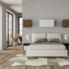 Letto 160x190cm matrimoniale con cuscino in similpelle bianco LIT415