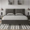 Letto 160x210cm matrimoniale con cuscino in microfibra grigio LIT425
