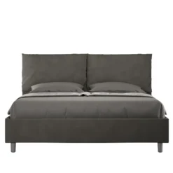 Letto 160x210cm matrimoniale con cuscino in microfibra grigio LIT425