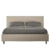 Letto 160x190cm matrimoniale contenitore con testiera imbottita tortora LIT386