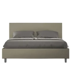 Letto 160x190cm matrimoniale contenitore con testiera imbottita cappuccino LIT386