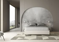 Letto 160x210cm matrimoniale contenitore sommier in similpelle bianco LIT376