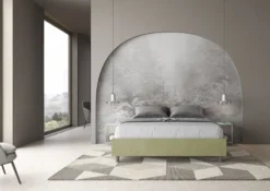 Letto 160x190cm matrimoniale contenitore sommier in microfibra tè verde LIT358