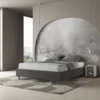 Letto 160x190cm matrimoniale contenitore sommier in microfibra grigio LIT358
