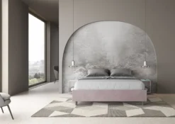 Letto 160x190cm matrimoniale contenitore sommier in microfibra glicine lilla LIT358