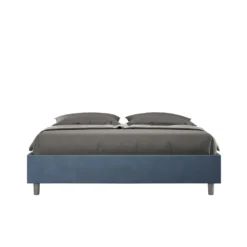 Letto 160x190cm matrimoniale contenitore sommier in microfibra blu LIT358