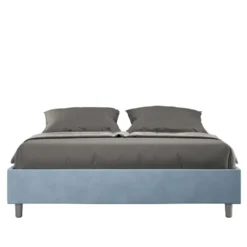 Letto 160x190cm matrimoniale contenitore sommier in microfibra azzurro LIT358