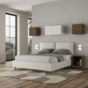 Letto 160x210cm matrimoniale contenitore con cuscino in similpelle bianco LIT424