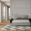 Letto 160x210cm matrimoniale contenitore con testiera imbottita in tessuto grigio LIT410